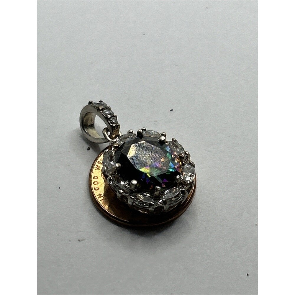 Women's 925 Sterling Silver Mystic Topaz round Cut Pendant - Picture 6 of 7